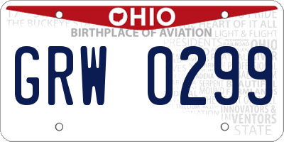OH license plate GRW0299