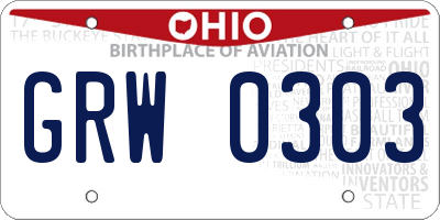OH license plate GRW0303