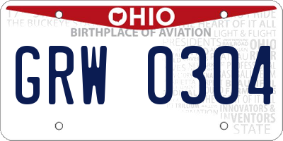 OH license plate GRW0304