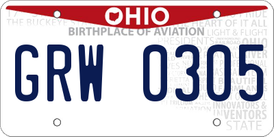 OH license plate GRW0305