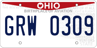 OH license plate GRW0309