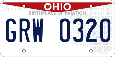 OH license plate GRW0320