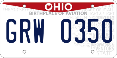 OH license plate GRW0350