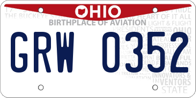 OH license plate GRW0352