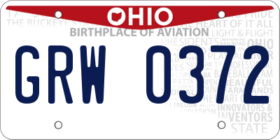 OH license plate GRW0372