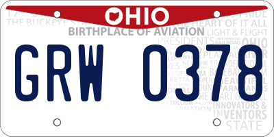 OH license plate GRW0378