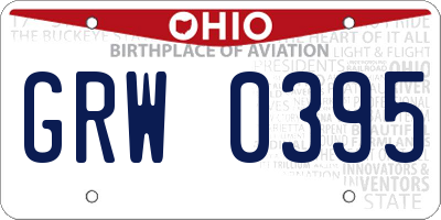 OH license plate GRW0395