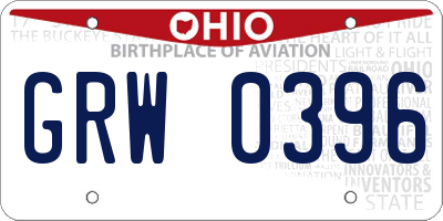 OH license plate GRW0396