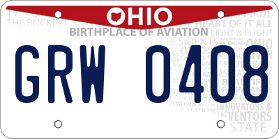 OH license plate GRW0408