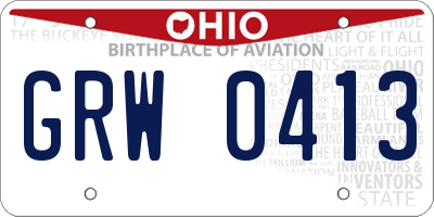 OH license plate GRW0413