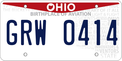 OH license plate GRW0414