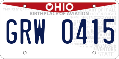 OH license plate GRW0415