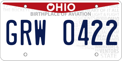 OH license plate GRW0422