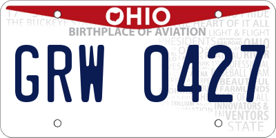 OH license plate GRW0427