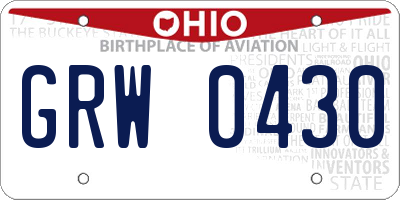 OH license plate GRW0430