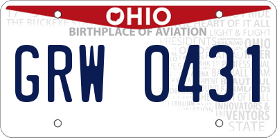 OH license plate GRW0431
