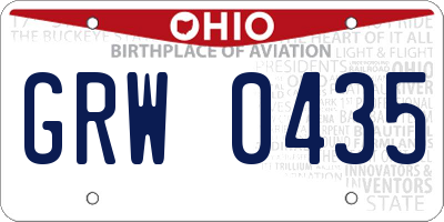 OH license plate GRW0435