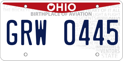 OH license plate GRW0445