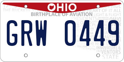 OH license plate GRW0449