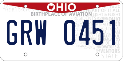 OH license plate GRW0451