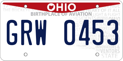 OH license plate GRW0453
