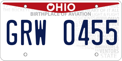 OH license plate GRW0455