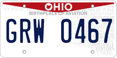 OH license plate GRW0467