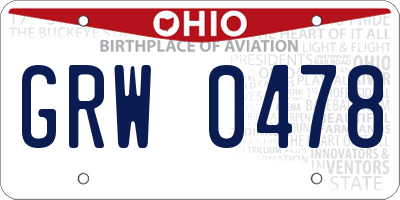 OH license plate GRW0478