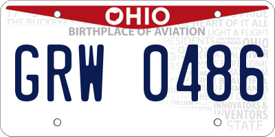 OH license plate GRW0486