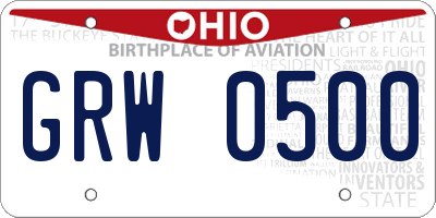 OH license plate GRW0500