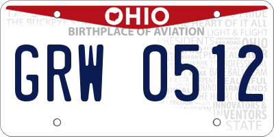 OH license plate GRW0512