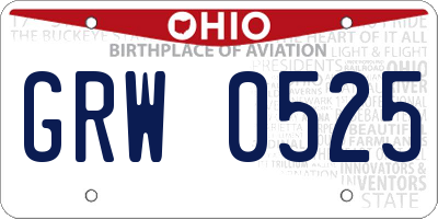 OH license plate GRW0525