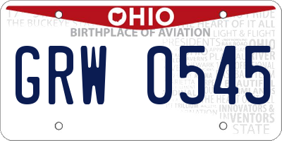 OH license plate GRW0545
