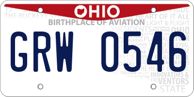 OH license plate GRW0546