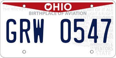 OH license plate GRW0547