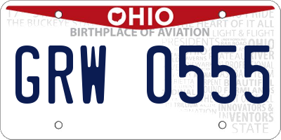 OH license plate GRW0555