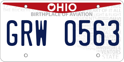 OH license plate GRW0563