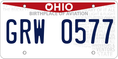 OH license plate GRW0577