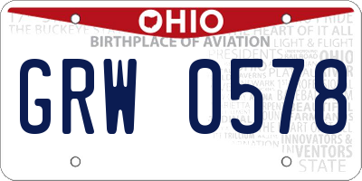 OH license plate GRW0578