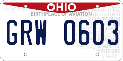 OH license plate GRW0603