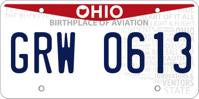 OH license plate GRW0613