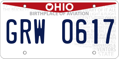 OH license plate GRW0617
