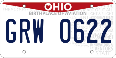 OH license plate GRW0622