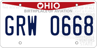 OH license plate GRW0668