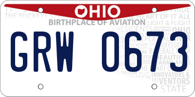 OH license plate GRW0673