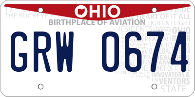 OH license plate GRW0674