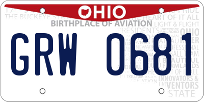 OH license plate GRW0681