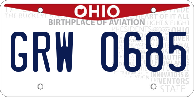 OH license plate GRW0685