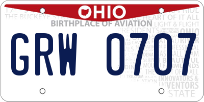 OH license plate GRW0707