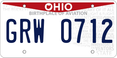 OH license plate GRW0712